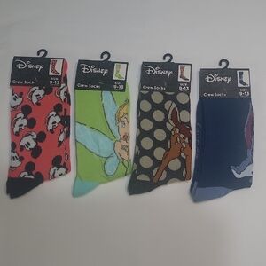 Disney Crew Socks Set — Mickey, Tinkerbell, Bambi, Eeyore